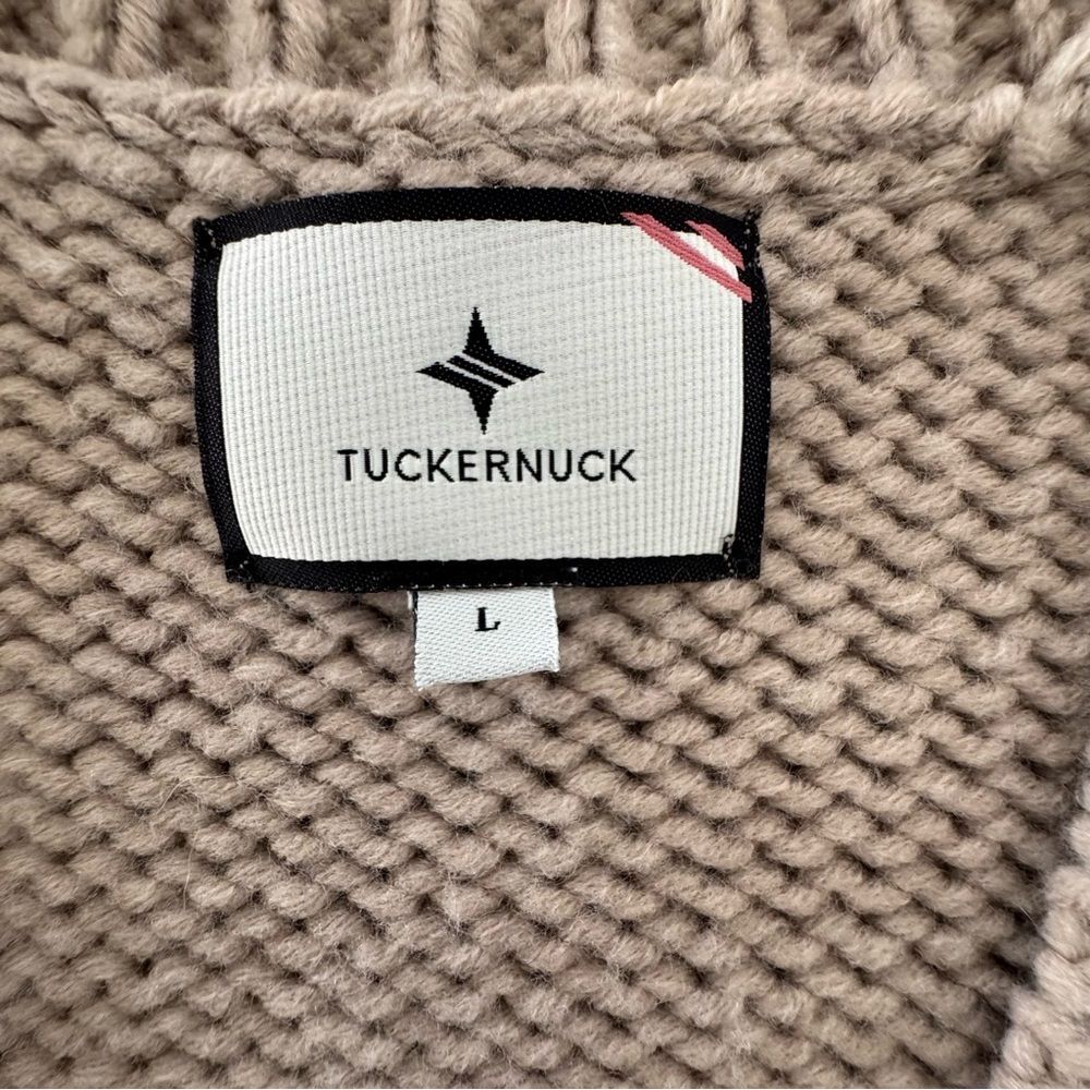 Tuckernuck Wool Blend Sweater Vest Chunky Knit Button Front Oversized Large Tan - Picture 5 of 7